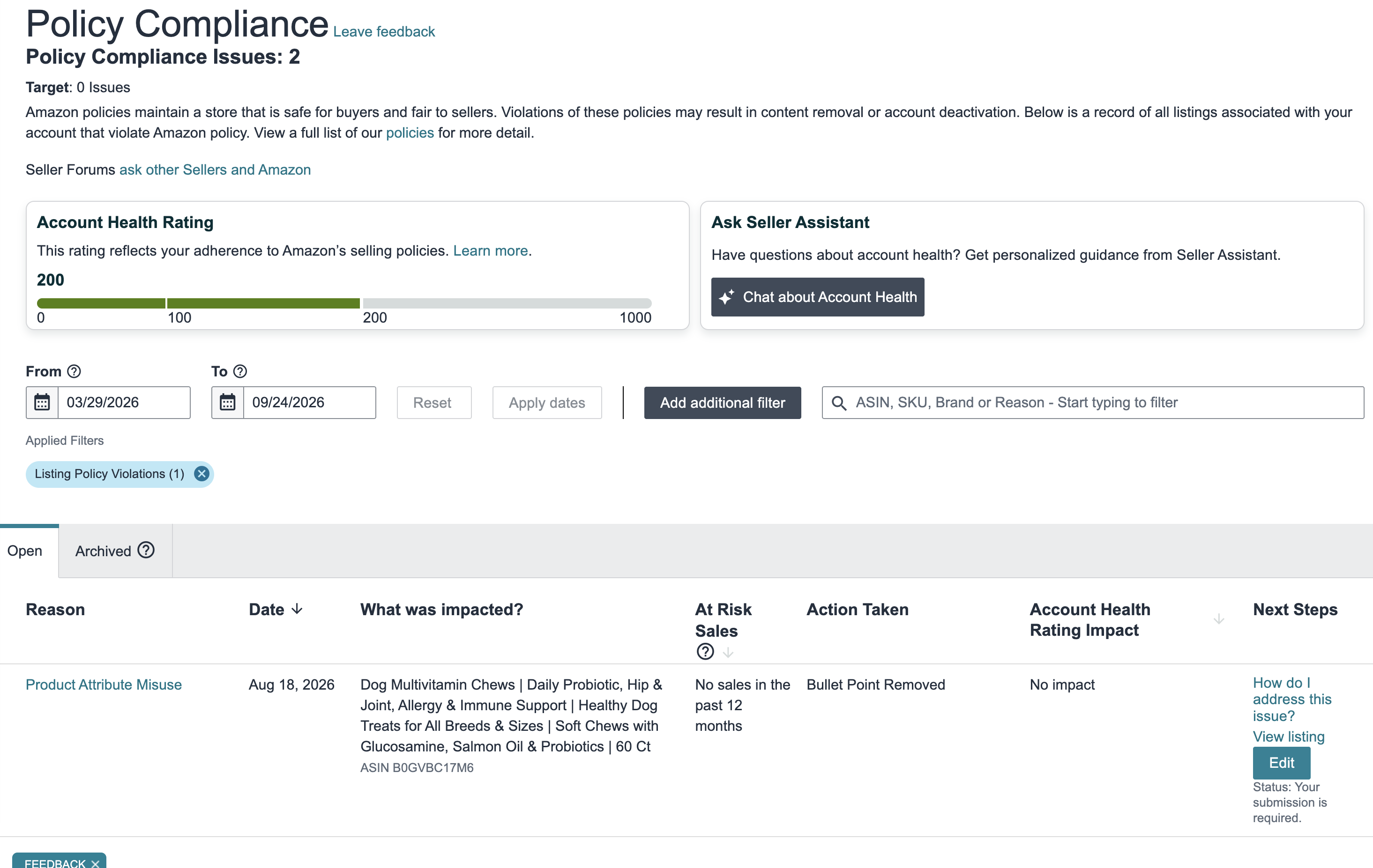 Dog Chews Attribute Review — Outcome Pending — original supporting record 1