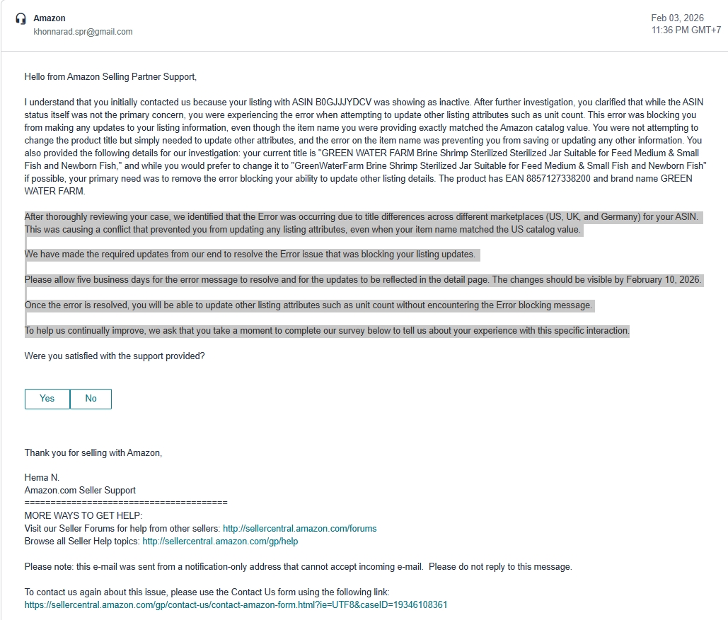 Brine Shrimp Catalog Conflict Corrected | USA — original supporting record 4