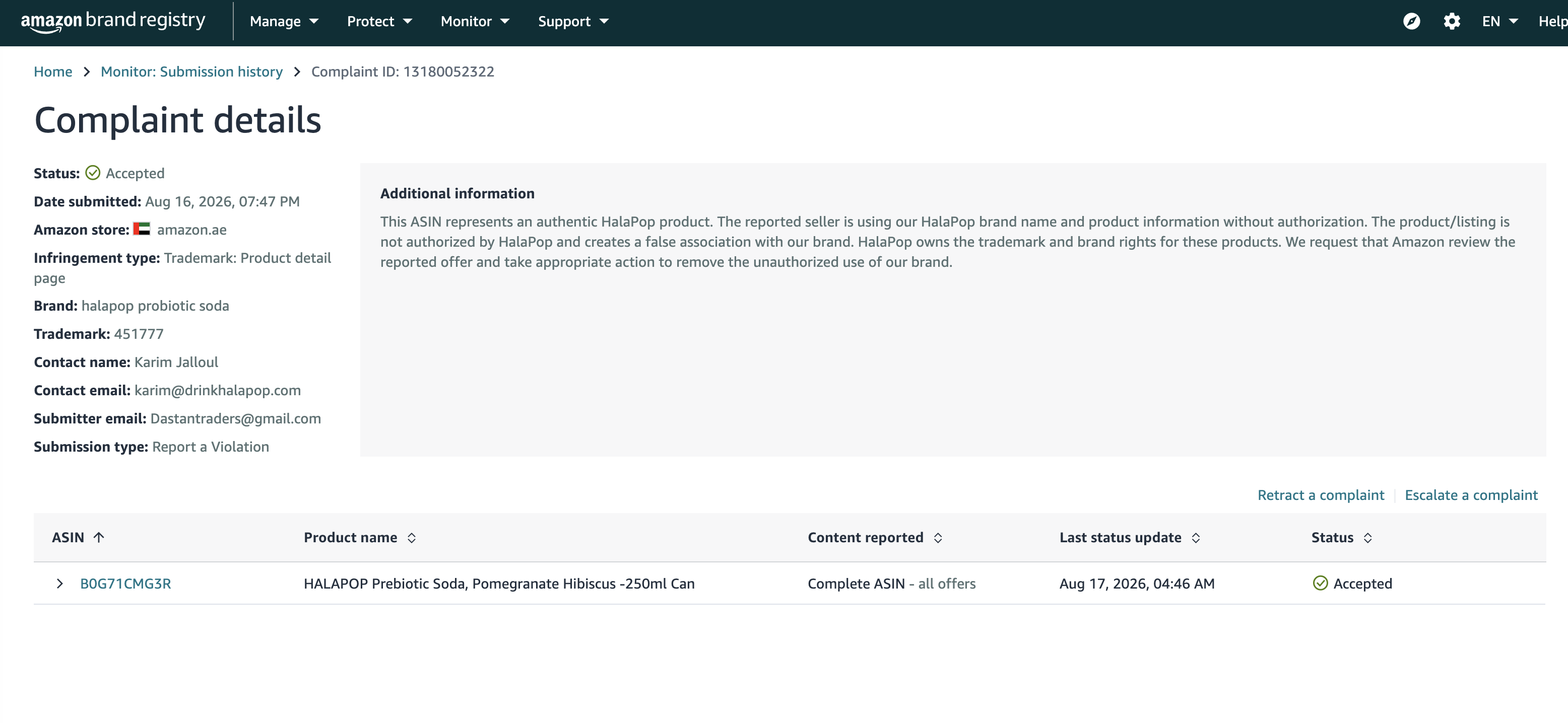 HalaPop IP Retraction — Content Reinstated | UAE — original supporting record 1