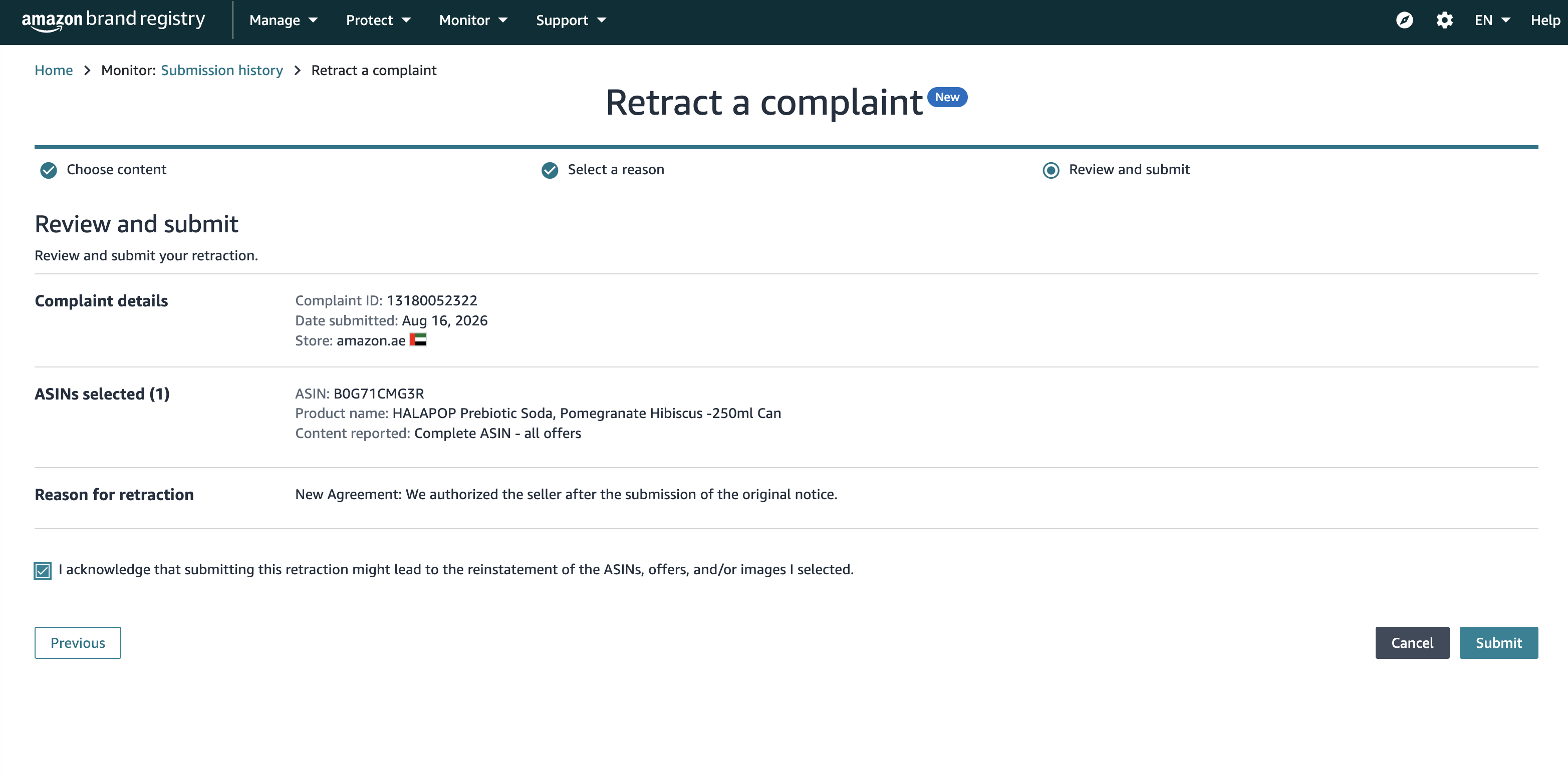 HalaPop IP Retraction — Content Reinstated | UAE — original supporting record 6