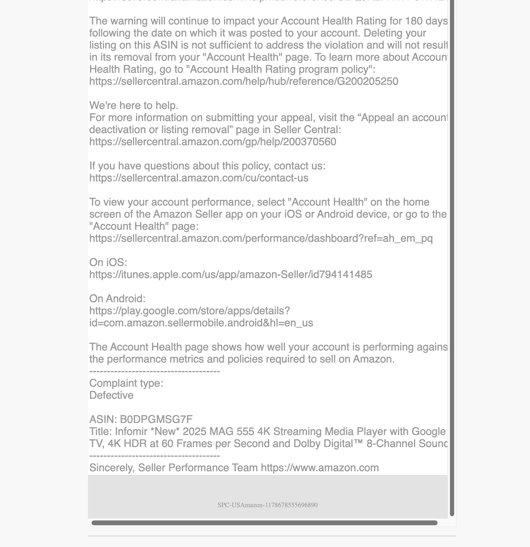 Infomir MAG555 Invoice Appeal Accepted | USA — original supporting record 5