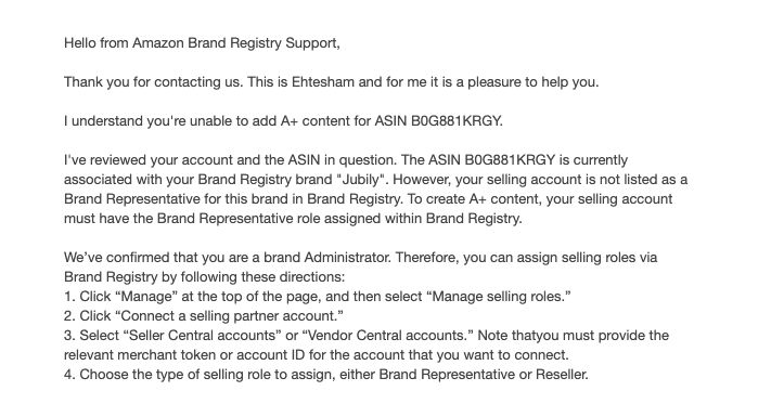 A+ Content Selling-Role Access Restored | USA — original supporting record 2