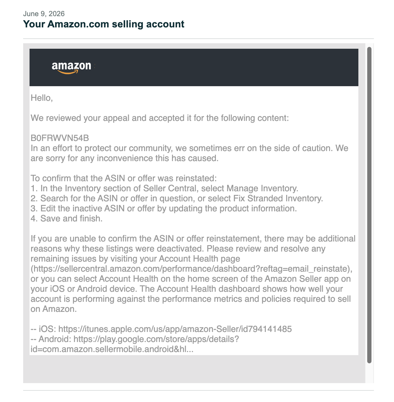 Candle Warmer DMCA Appeals Accepted | USA — original supporting record 9