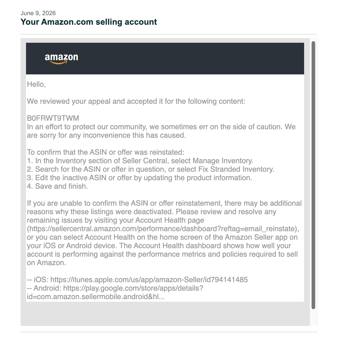 Candle Warmer DMCA Appeals Accepted | USA — original supporting record 17