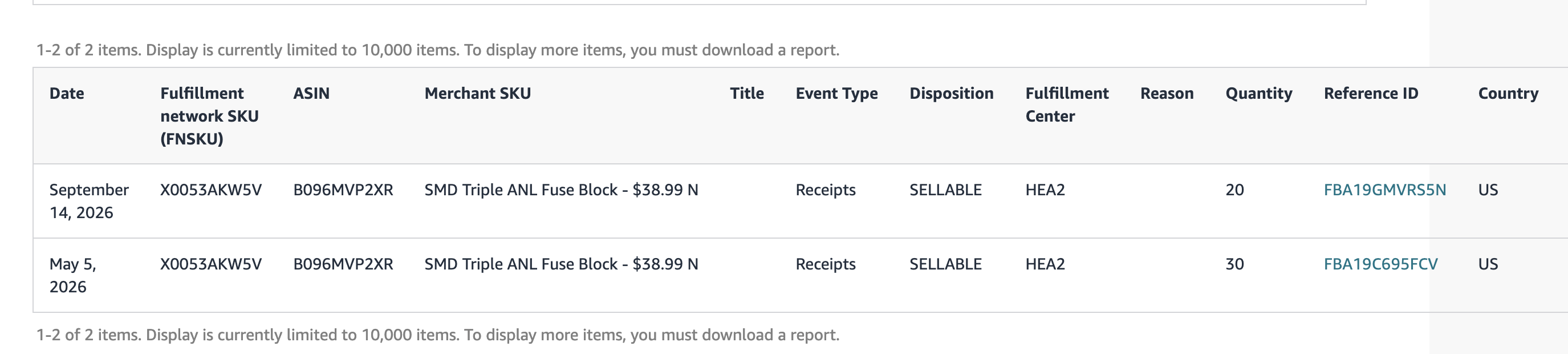 Inbound Shipment Policy Warning Removed | USA — original supporting record 5