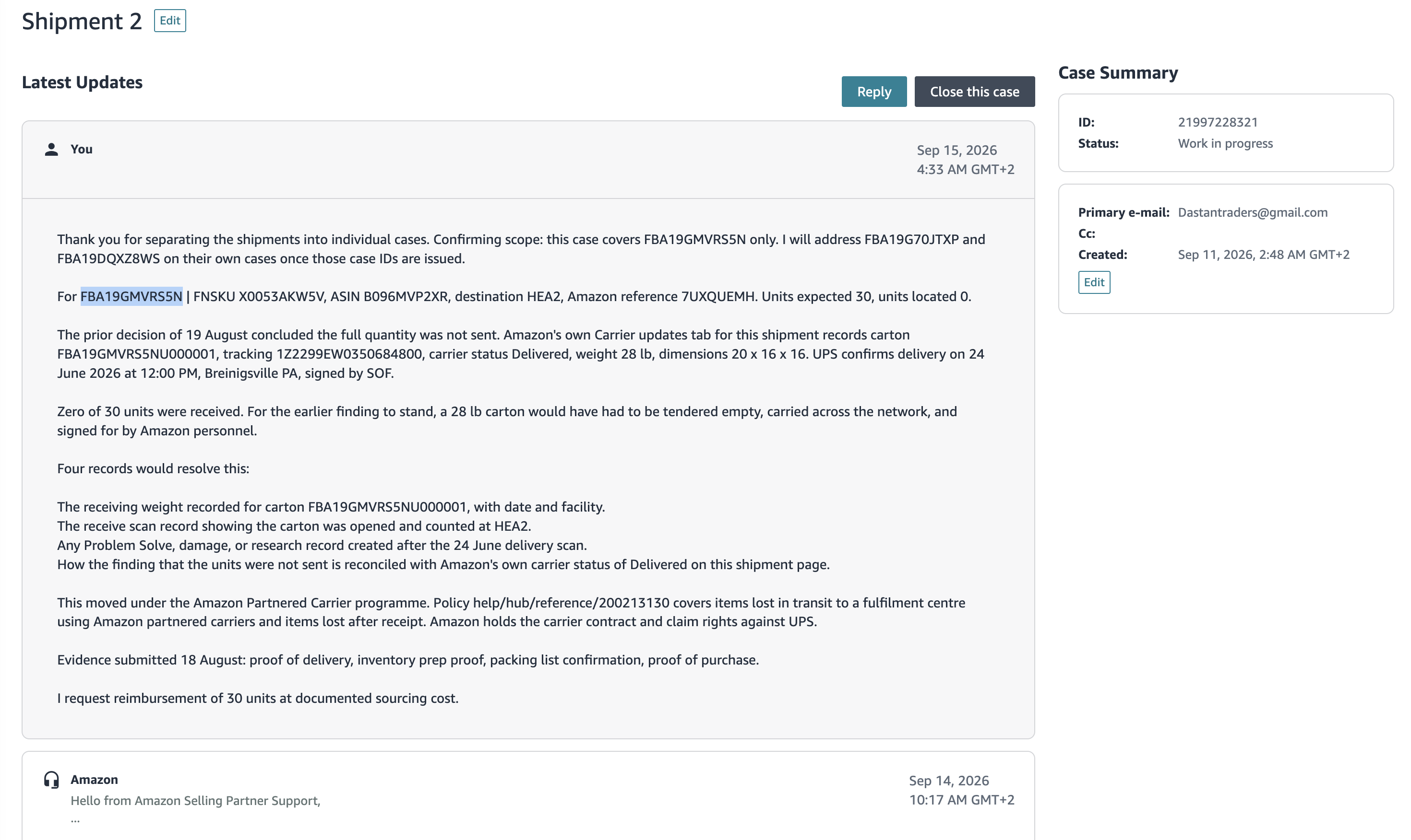 Inbound Shipment Policy Warning Removed | USA — original supporting record 19