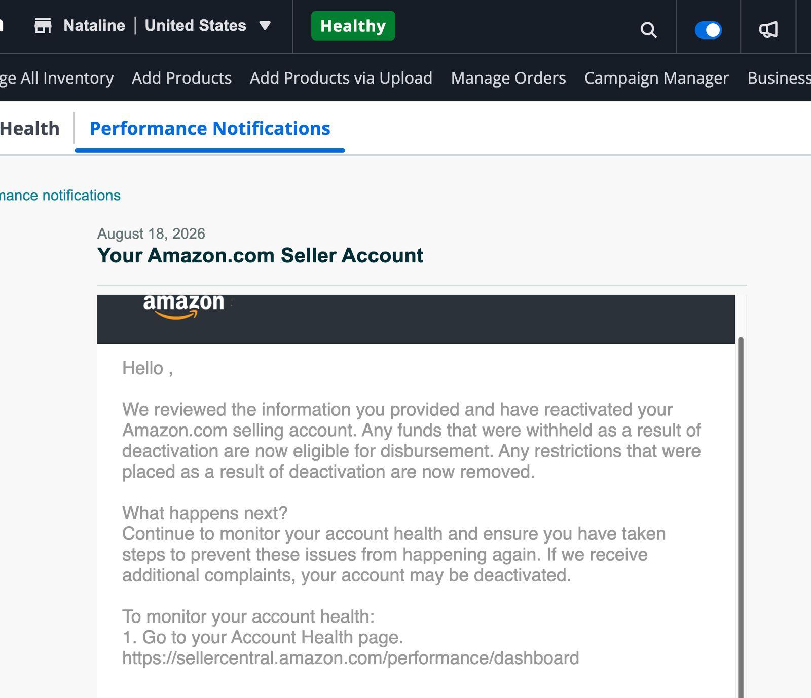 Supplier Verification Account Reactivation | USA — original supporting record 2