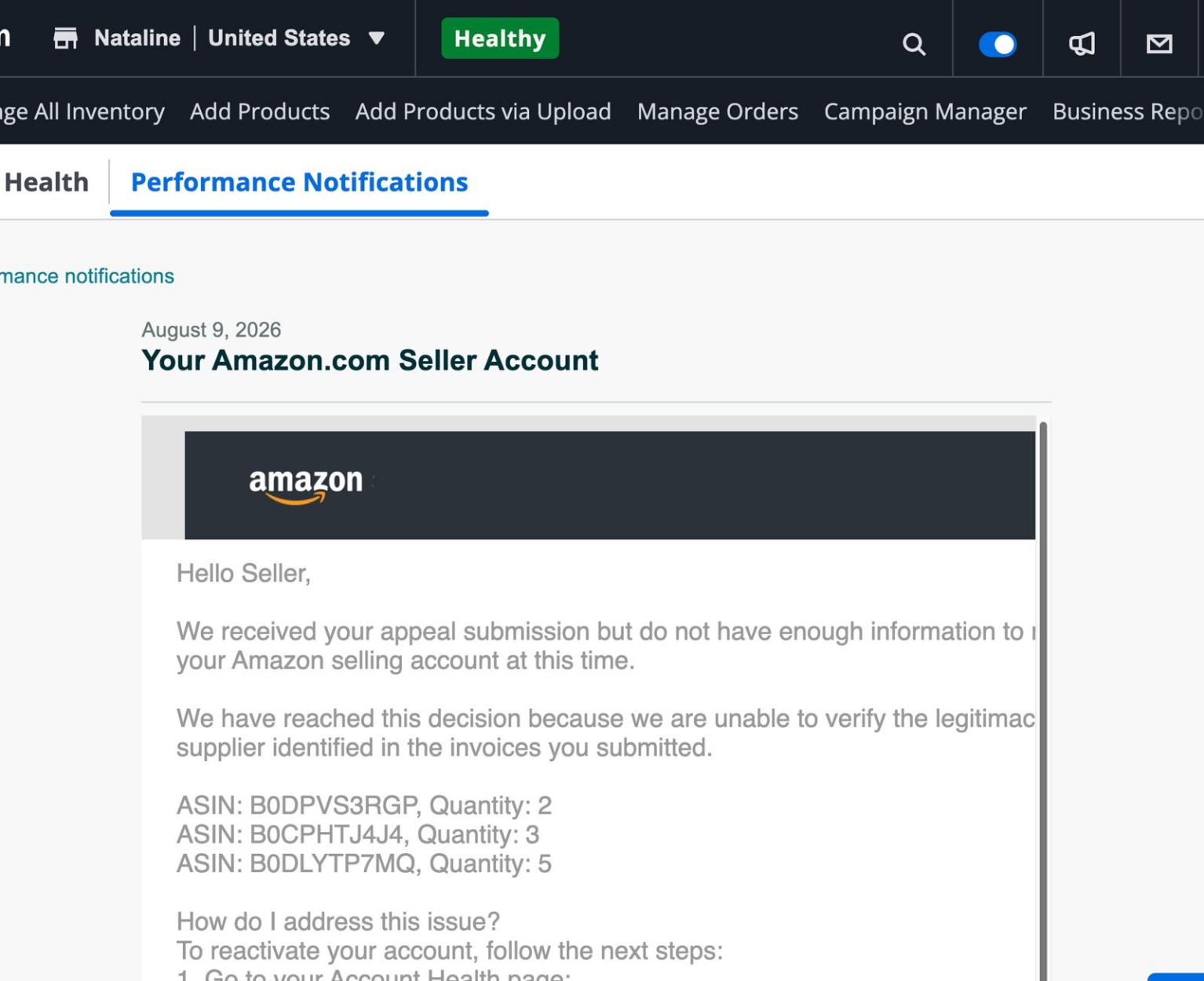 Supplier Verification Account Reactivation | USA — original supporting record 4