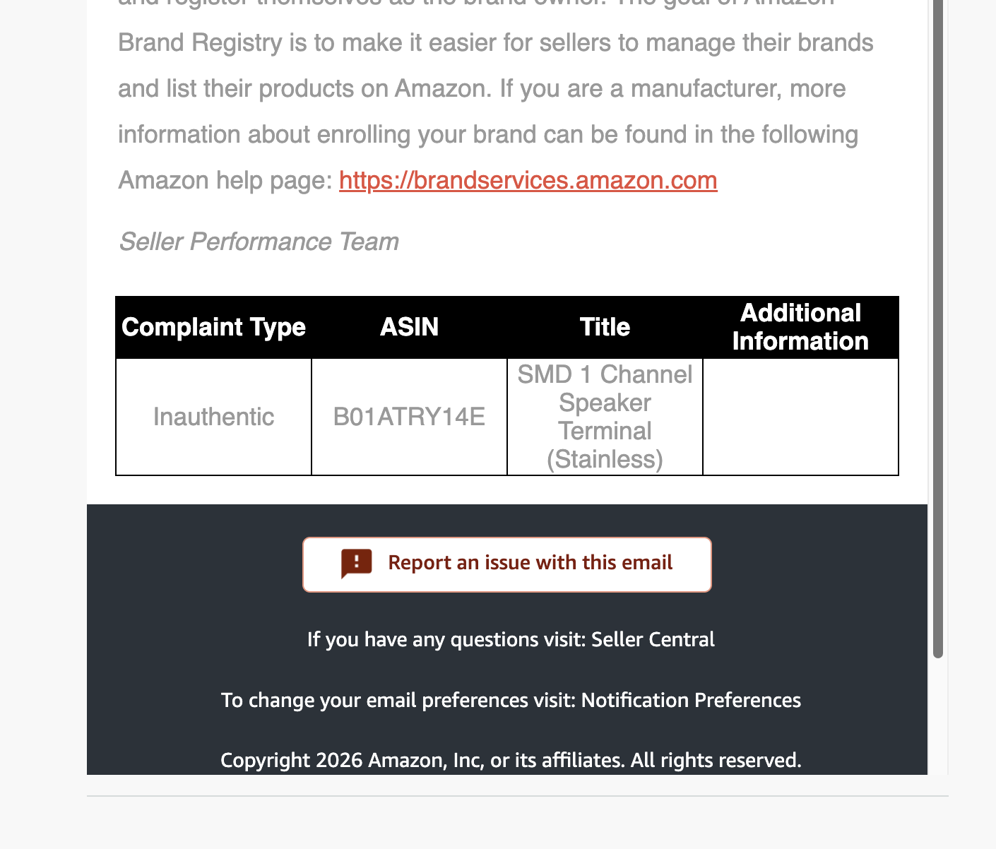 Speaker Terminal Invoice Appeal Accepted | USA — original supporting record 5