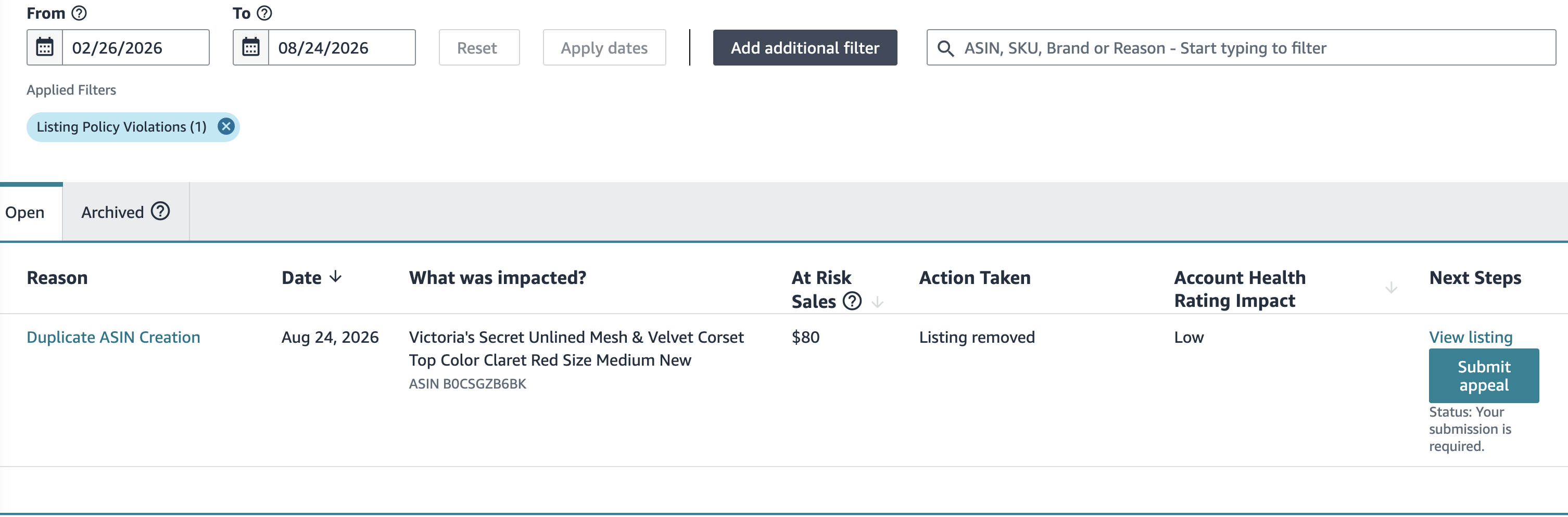 Duplicate ASIN Creation — Outcome Unverified — original supporting record 2