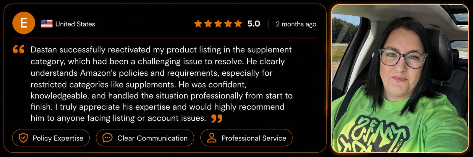 Client testimonial