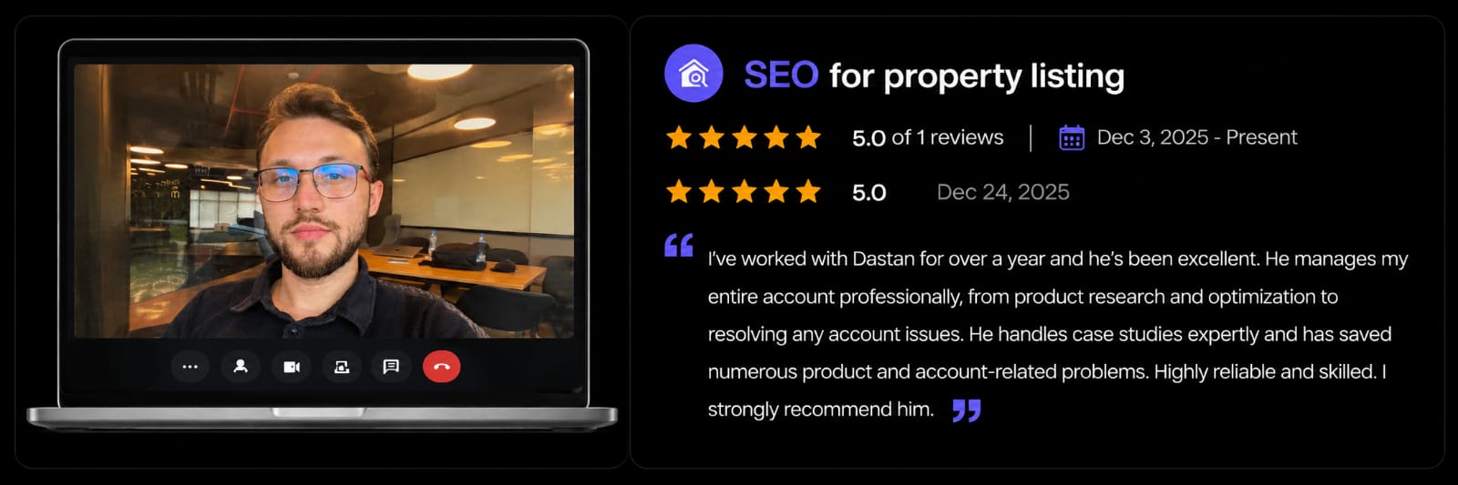 Client testimonial