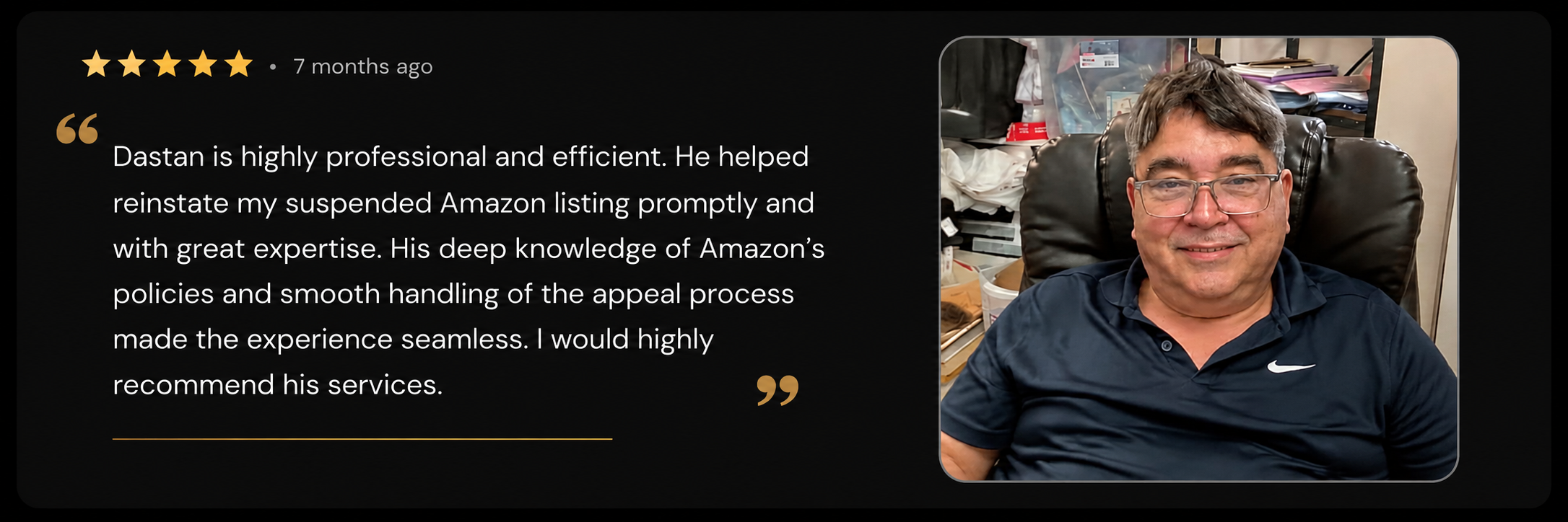 Client testimonial